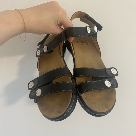 Volks Walkers Black Strappy Slingbacks Comfort Velcro Steyr Sandals Size 42 / 11 - Picture 2 of 6
